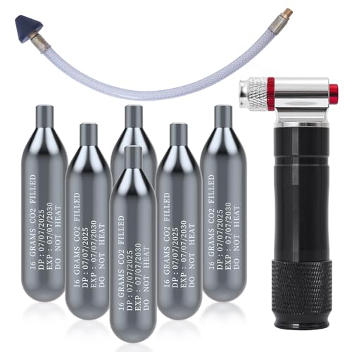 Upgraded Drain Device AC Drain Line Cleaner Device AC Drains Line Unclogger Tool with 6 Unthreaded CO2 Cartridges with a Flexible Hose to Clear All HVAC Clogs 16 Gram Unthreaded CO2 Black&Red