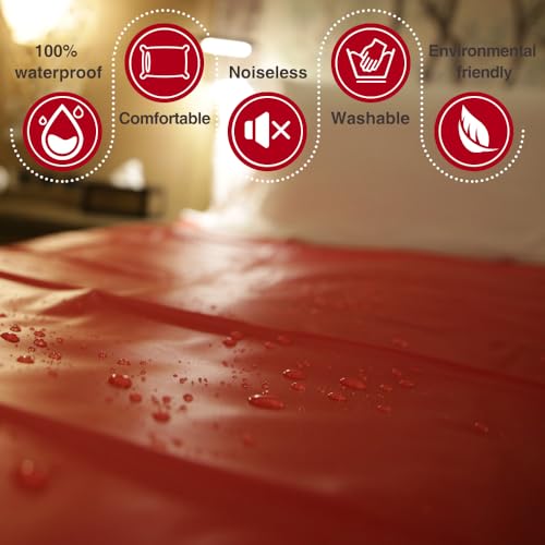 Sábana de masaje impermeable roja Queen para camilla 4