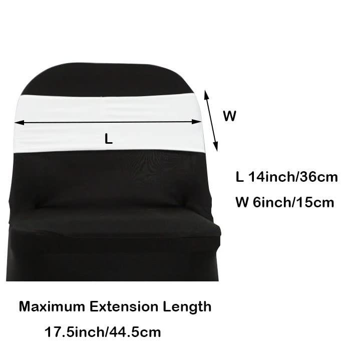 Image of Spandex Chair Sashes Bands, White, 50PCS | Stretch Chair Ties Bows, With Buckle Slider, Wedding Party Banquet Decoration