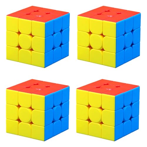 Image of CFMOUR 3x3 Speed Cube Set - Stickerless Magic Cubes 3x3x3 Bundle, 4Pack | Fast Turning, Birthday Party Easter Valentines Day Gifts, Puzzle Game Brain Toy for Kids and Adult