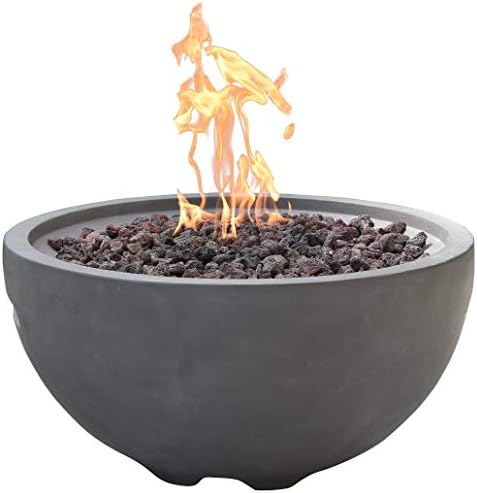 Nantucket Concrete Fire Pit 26" x 26" Outdoor Patio Firepit Includes Lava Rocks Modern Fire Pits & Outdoor Fireplaces for Garden, Deck, Indoor & Outdoor Heating