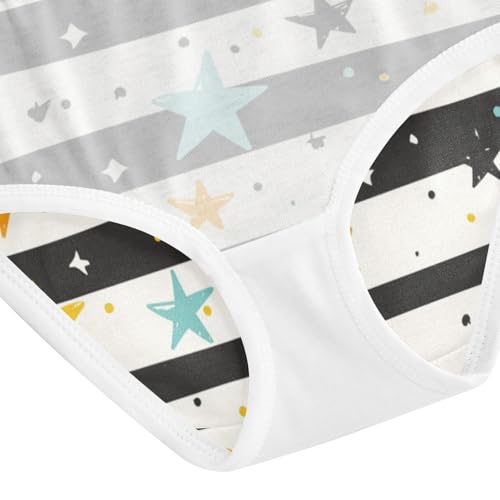 ZZKKO Yellow Blue Star Black Stripe Girls Underwear Toddler Panties for Girls Comfort Brief Size 2T-8Y4