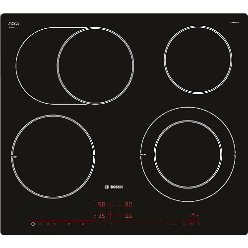 Bosch PKN601DP1D Série 8 Plaque de cuisson vitrocéramique (autosuffisante), 60 cm de large, fabriquée en Allemagne, zone de cocotte pour grands ustensiles de cuisine,...