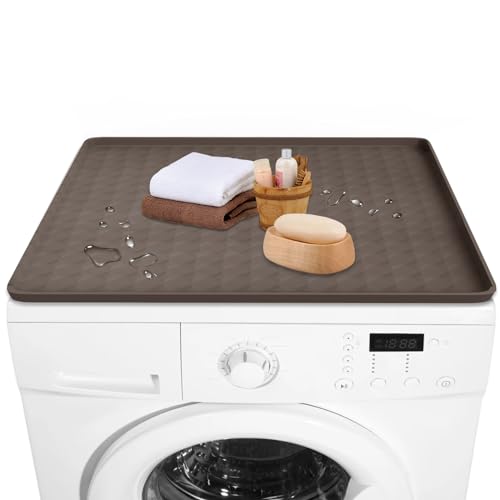 Washer and Dryer Top Protector Mat, Washer Dryer Top Protector, Non-Slip Waterproof Washing Machine Cover for Top Load for Laundry Room 1 Pack Black, 23.6 x19.7 Inch
