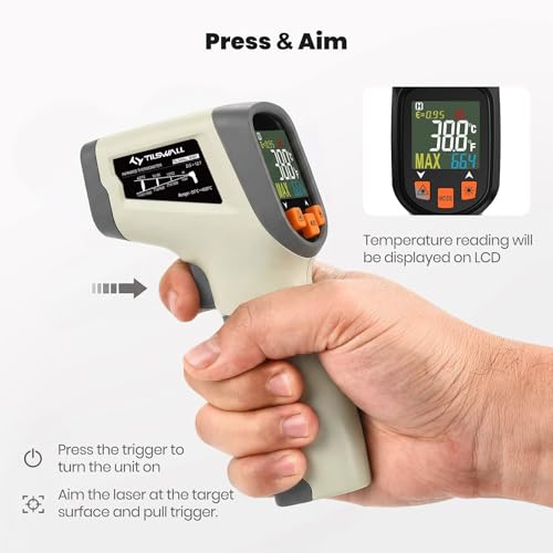 Tilswall Infrared Thermometer Laser Temperature Gun 58 F 1112 F Off White - image 2