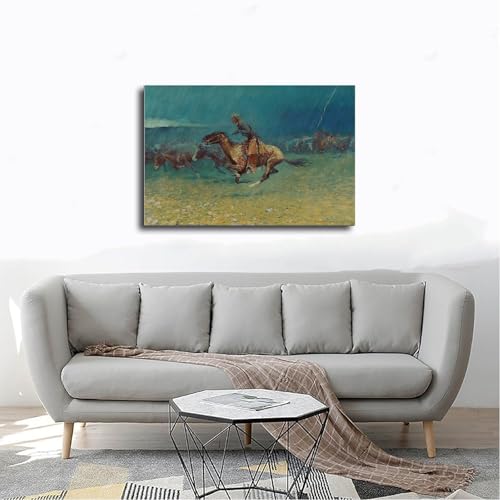 Impression sur toile The Stampede de Frederic Remington de qualité - 4