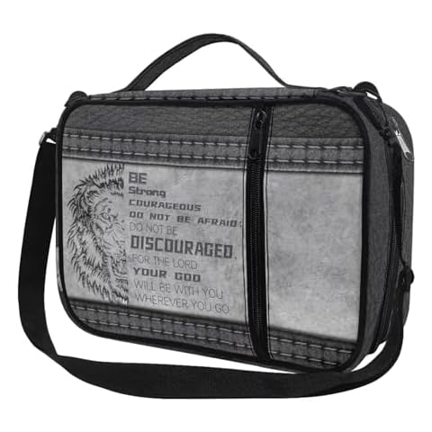 Vanideaoty Lion Blble Covers Large Size, Christian Large Bible Cases for Man with Handle and Shoulder Strap, Bible Holder Cover