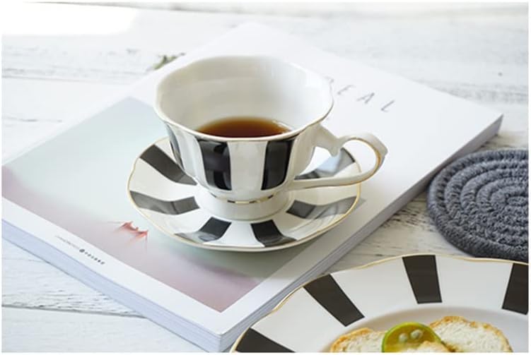 Flower Shaped Coffee Cup Saucer Set Ceramic Tea Bone China Gold-rimmed For Drinkware(E)