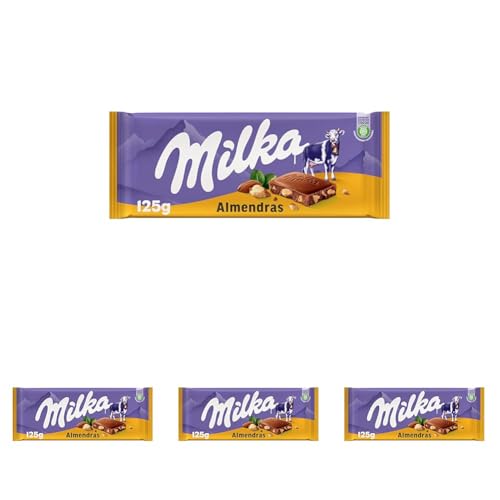 Milka - Tableta De Chocolate Leche Y Almendras (Paquete de 4)