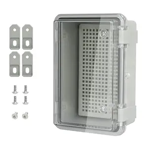 LMioEtool ABS Plastic Dustproof Waterproof IP65 Junction Box Hinged Shell Universal Electrical Project Enclosure Gray, with PC Transparent/Clear Cover 5.9