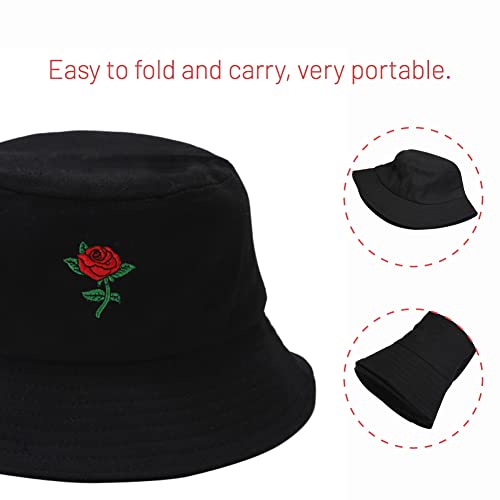 Image of Cotton Bucket Hat for Women Men Summer Travel Sun Beach Bucket Cap, Unisex Outdoor Fisherman Hat