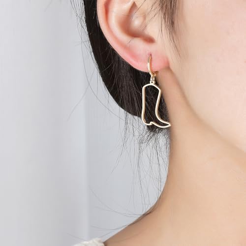 Cowgirl Dangle Cowboy Boot Earrings - Coastal Rodeo Dangling Drop Gold Western Jewelry for Women2