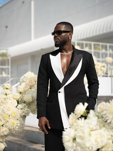 Men's 2-Piece Fashion Suit Set Peak Lapel Prom Cocktail Party Graduation Tuxedos Suit Mens Blazer&Pants4