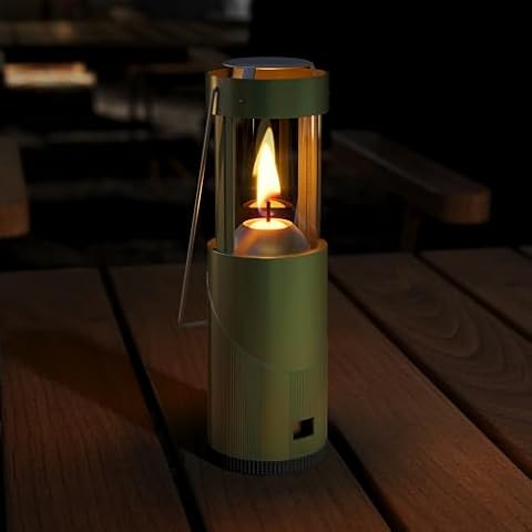 15Hour Long-Burning Mini Candle Lantern, Portable Lantern for Candles, Hangable Camping Emergency Lantern, Outdoor Survival Lighting, 1 Candle & Storage Bag - Dark Green Cover