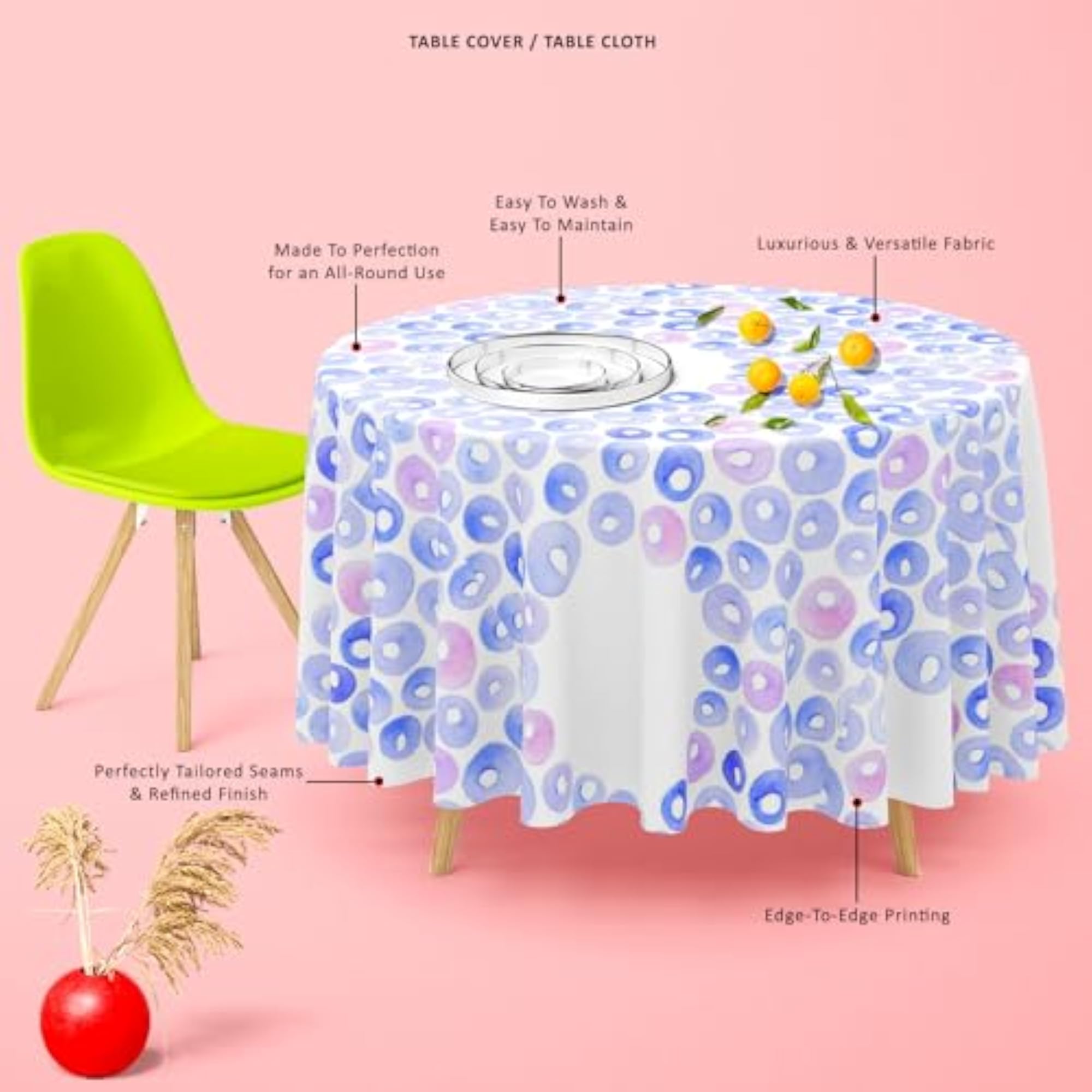 Watercolor Drops D1 Table Cloth Cover for Dining & Center Table