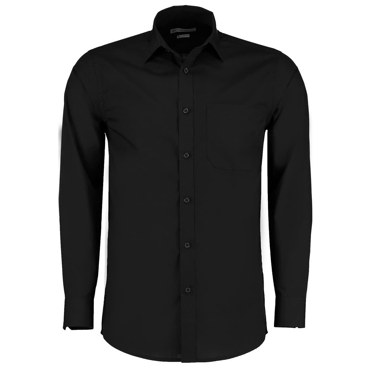 Kustom Kit Men's Men's Poplin Shirt (Long Sleeve) Business Shirt, Black (Blk Kk-Blk-), 45 (Manufacturer Size: 18)