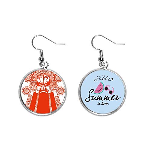 Pendientes de sandía y máscara de ópera de corte de papel para verano