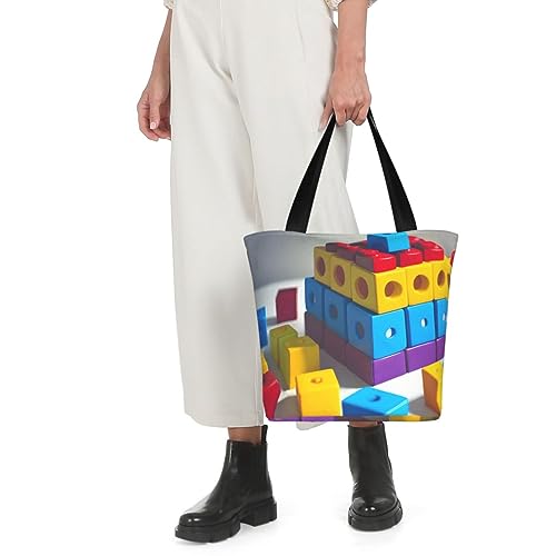 Sac à main blocs de construction chic noir et blanc, finition géométrique haut de gamme - 5