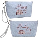 ZOBMIO Fleece-Kosmetiktasche mit Reißverschluss – Geschenk für Schwangere, für Mütter, geeignet für Schwangere, als Geschenk für Junge Mütter, geeignet für Babytaufen, mit Regenbogenmuster.