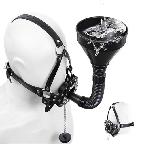 ALMYMM Knebel Mund Bondage Maske mit Trichter,Urinalknebel Sex Mundknebel Ball Gag Urinal-Piss mit Verstellbarem Geschirr,Ballknebel Oralsex SM Sklave Sexspielzeug für Frauen Männer Paare