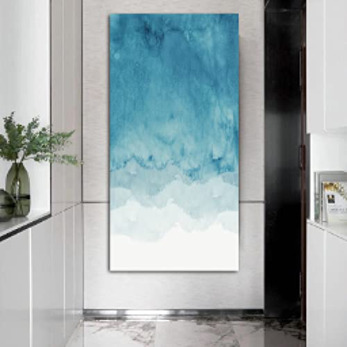 Peinture Wall Art Prints de Qualité Premium Fine Art Toile Paysage Abstrait Bleu 80x160cm