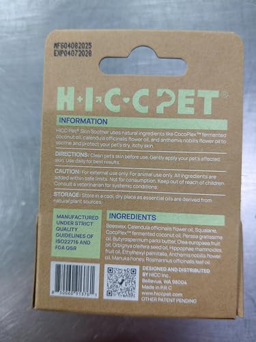 Image of HICC PET Skin Moisturizing Balm for Dogs & Cats | Gentle Balm for Dry Skin, Paw Pads, Nose & Skin Folds- 0.21oz