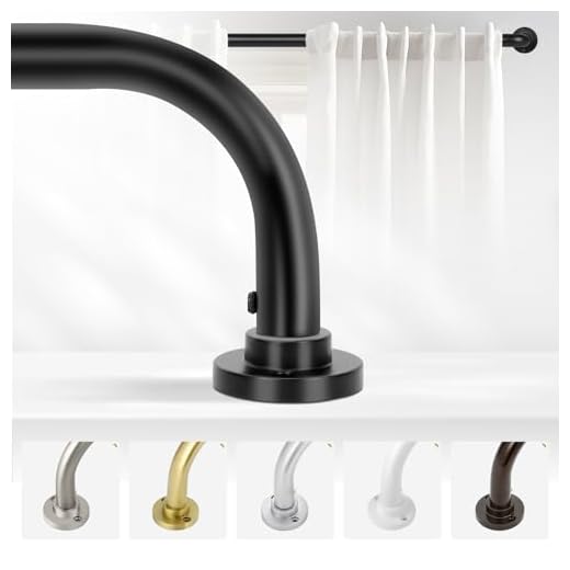 Black Wrap Around Curtain Rods for windows 48 to 84 inch(4-7Ft),Heavy Duty Black Curtain Rods,Adjustable Blackout Curtain Rod,Room Darkening Drapery Rod,Modern Window Curtains Rod 48-90",Matte Black