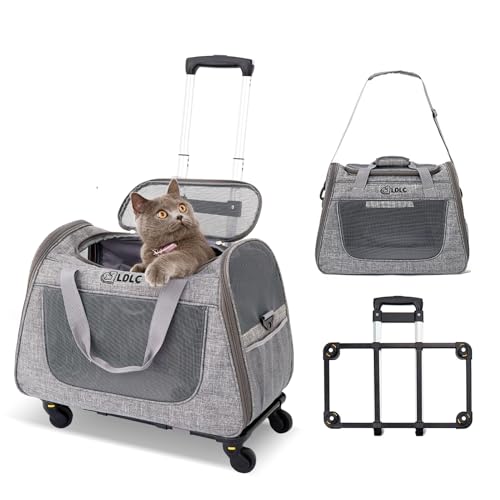PETCUTE Trasportino per Cani e Gatti,Trasportino per Animali Domestici con Ruote,Pieghevole Borsa per Cani Piccola Taglia con Guinzaglio di Sicurezza,Carrello Confortevole per Cani e Gatti