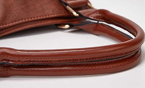 Womens Large-Capacity One-Shoulder Messenger Handbag Fashion Oily Leather Tote Bag with Adjustable Shoulder Strap Brown,Black4