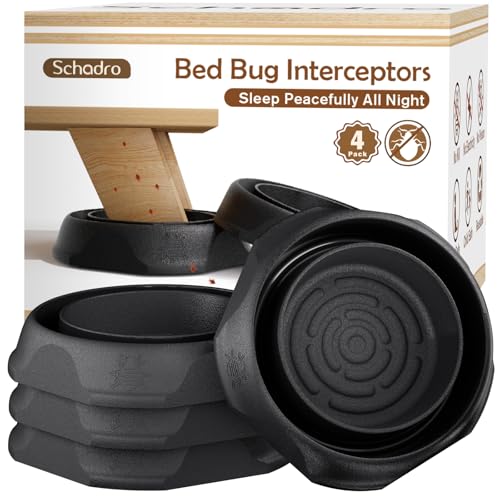 Bed Bug Interceptors 4 Pack Bed Bug Traps Insect Detector for Bed Sofa & All Furniture. 24/7 Monitor 360 Protection for Your Familys Peaceful Sleep Black