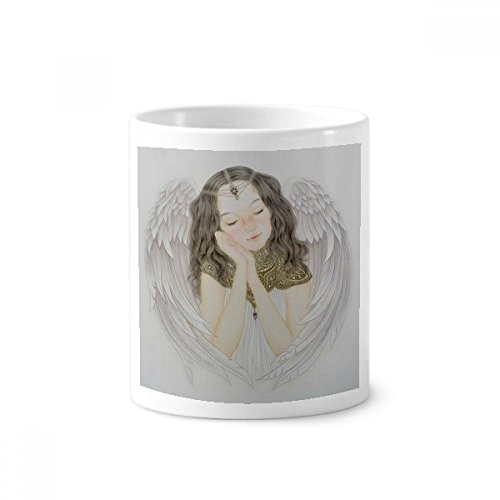 Tasse blanche en céramique 350ml motif peinture chinoise fille pot à pinceaux et brosses