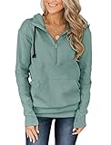 Fallorchid Womens Long Sleeve Tops Quarter zip Pullover Hoodies Casual Sweatshirts with Pocket, Mint, Medium