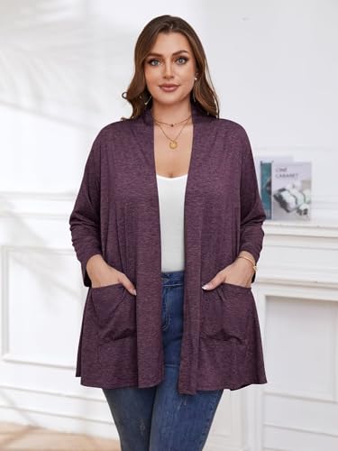 Image of BELAROI Plus Size Lightweight Cardigan Sweaters for Women Casual Open Front 3 /4 Sleeve Cover Up
