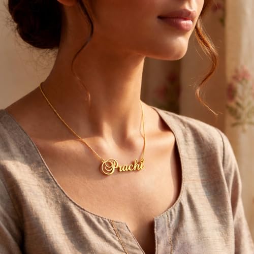 Image of Prachi Cursive Gold & Silver Name Pendant Necklace, Best Jewelry Gift for Girls.
