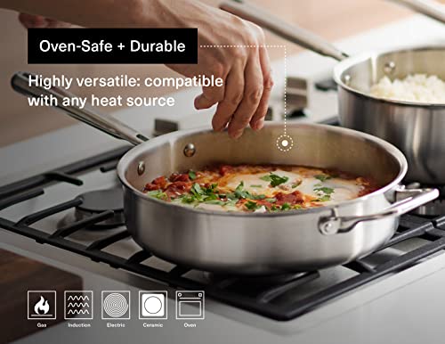 Image of Misen 5-Ply Stainless Steel Cookware Set - Versatile, Dishwasher Safe - 12-Piece Set - 10 inch Skillet, 12 inch Skillet, 3 QT Saute Pan & 6 QT Rondeau + Lids, 2 QT & 3 QT Saucier + Lids, 8 QT Stockpot + Lid
