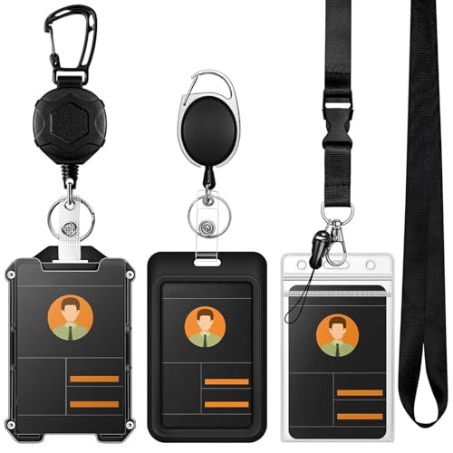 Id バッジホルダー 引き込み式 三点 | 名札ホルダー,病院学校職場会議用頑丈リトラクタブルハンガークリップ