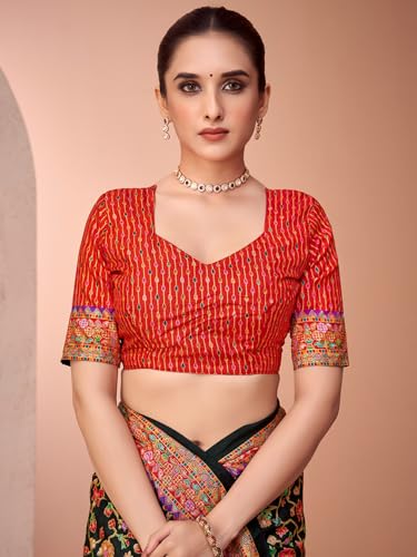 AKHILAM black foil printed silk saree – image 6