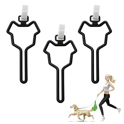 BIRLOZA Portabolsas de desechos, 3 soportes para bolsas de caca de perro, soporte manos libres para bolsas de residuos de caca de perro, para accesorios de distribuidor de correa (negro)