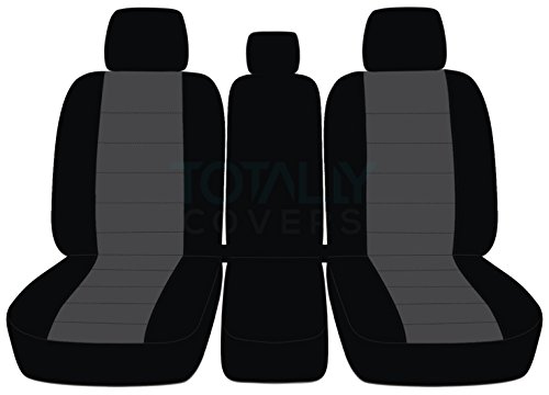 Totally Covers Compatible with 2011-2014 Ford F-150 Two-Tone Truck Seat Covers (Front 40/20/40 Split Bench) w 3 Headrests & Opening Center Console/Solid Armrest: Black & Charcoal F-Series F150