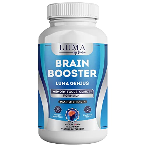 Luma Genius - Brain Support Supplement for Clarity, Memory, Mood, Focus, Mental Performance - Natural Nootropic for Cognitive Function - with GABA and Green Tea Extract - 60 Capsules