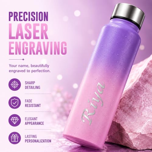 Image of Courage Personalised Stainless Steel Water Bottle 1 Litre | Custom Name Engraved Bottle | Leak-Proof, BPA-Free, Rust-Resistant | Stylish Gift for Kids, Women & Men | Office, School & Gym Use (PP)