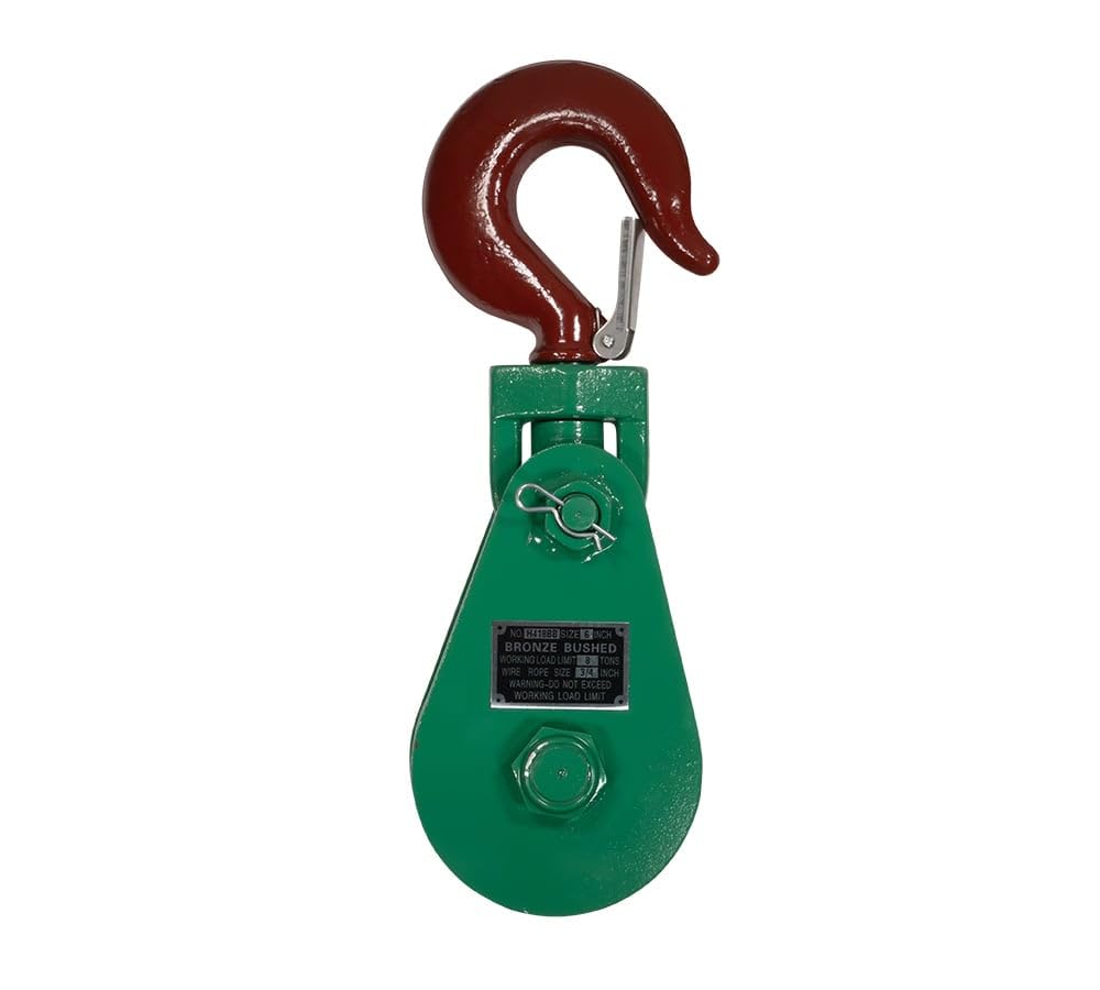 Snatch Block con gancho WLL 8 toneladas de polea de 6 pulgadas de cuerda de alambre de 3/4 pulgadas