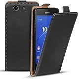 Verco Flip Cover für Sony Xperia Z3 Compact Case, Flipstyle Schutzhülle für Sony Z3 Compact Hülle Kunstleder Tasche vertikal klappbare Handyhülle, Schwarz