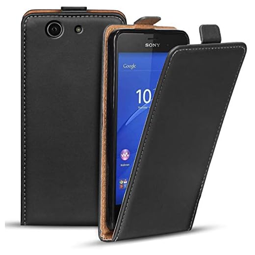 Verco Flip Case för Sony Xperia Z3 Compact skal, grundläggande fodral skydd för Sony Z3 Compact fodral, svart