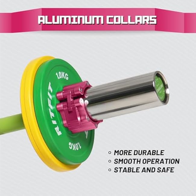 RitFit 2-Inch Magnetic Barbell Collars Locking Clamps - Heavy Duty Aluminum Alloy, Quick Release with Non-Slip TPR Pads for Olympic Weightlifting Powerlifting Training (Pair)