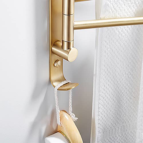 C'est Bon Heated Towel Rack, Towel Holders For Bathrooms Towel Rack Brushed Gold Swivel Towel Bar Set Wall Brass 4-Arm Towel Rail With Hook Towel Ring For Bathroom, Kitchen ，Electric Towel Warmer #TOP5
