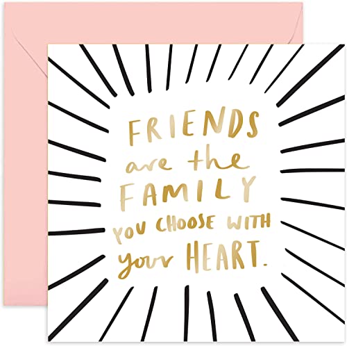 Old English Co. Friends Are The Family We Choose Birthday Card For Her - Special Gold Foil Greeting Card For Best Friend | Just Because, Thinking Of You, Galantines| Blank Inside & Envelope Included #TOP15