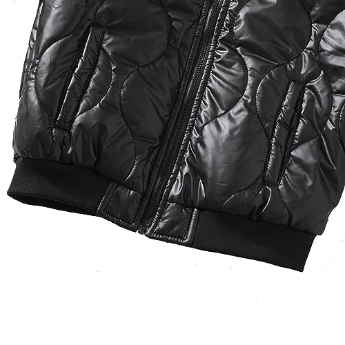 Image of BAICAIYU Kids Puffer Jacket Leather Lightweight Boys and Girl Winter Outerwear Waterproof Zipper Cardigan School Coat