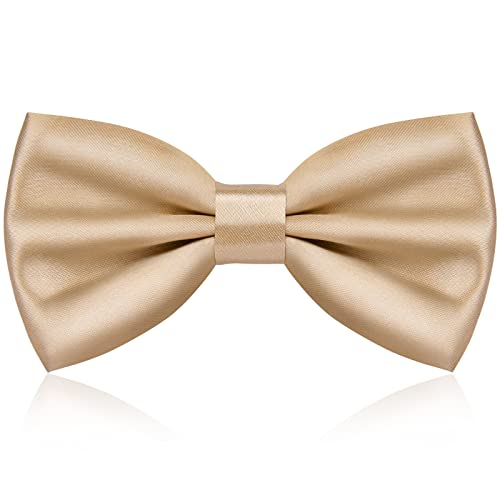 URAQT Gravatas-borboleta para homem, gravata borboleta infantil de cor sólida clássica ajustável, Bow Tie elegante com gancho com nó, acessórios roupa homem para negócios festa casamentos escritório presente de homem (champanhe)