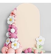 Asee'm 7.2FT Wedding Arch Cover Beige Fitted Spandex Cover 2-Sided Round Top Chiara Backdrop Stan...